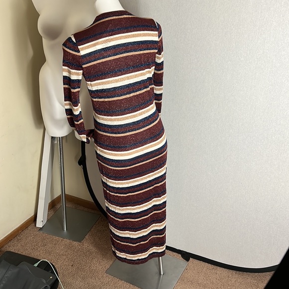 L’AGENCE women lurex’s striped cardigan brown multi dress size XS NWT - Picture 6 of 11
